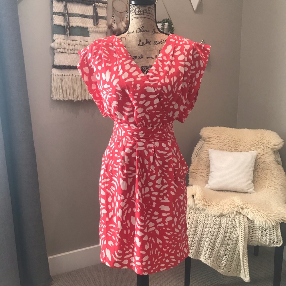 Red and white leopard dress
